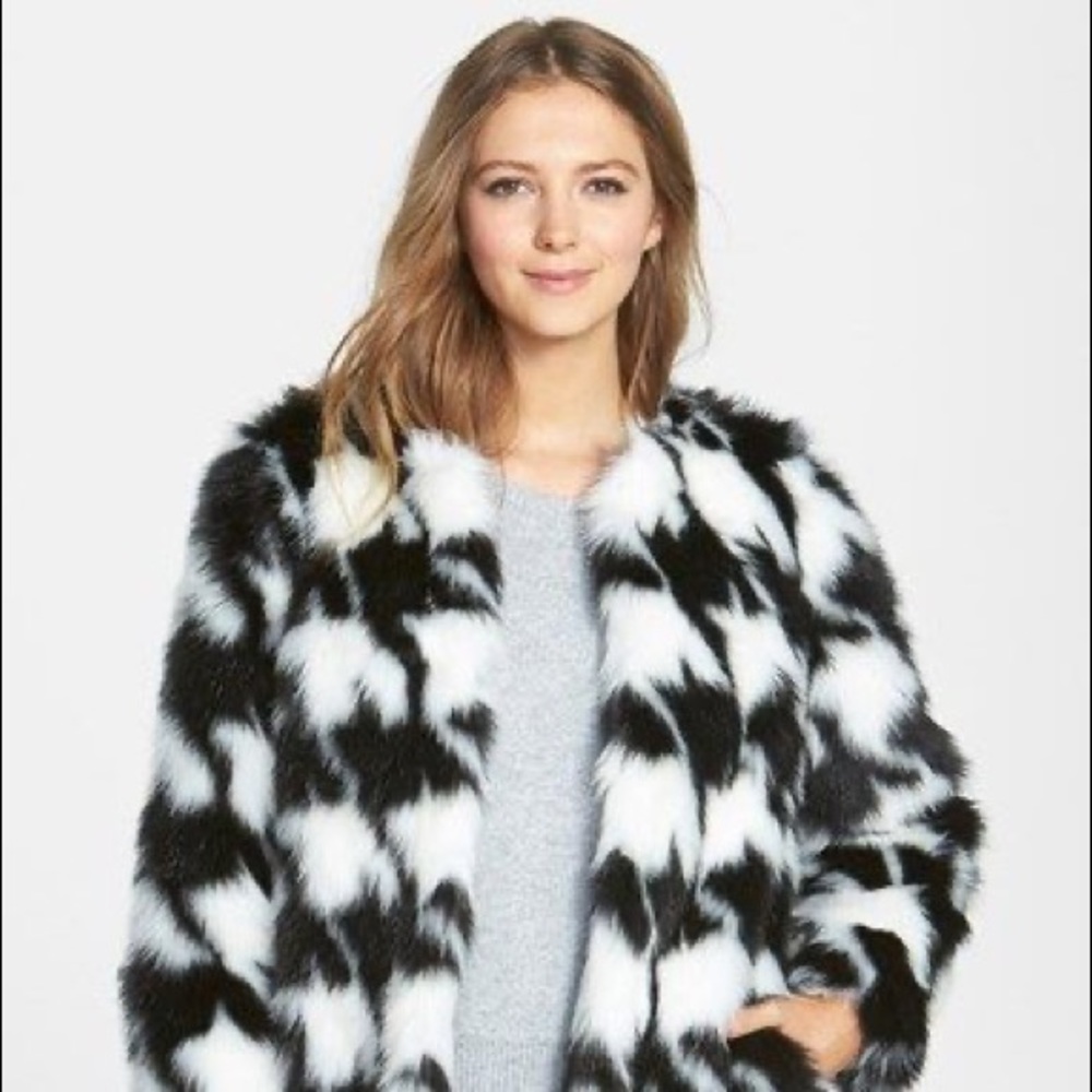 Michael Kors houndstooth faux fur coat